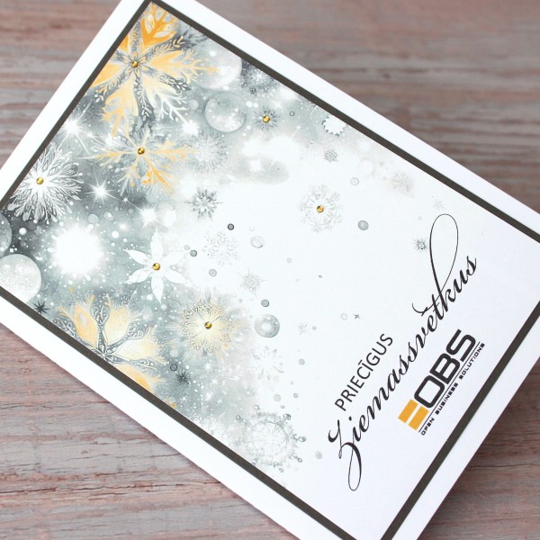 Ziemassvētku apsveikuma kartītes BLIZZARD 105x150 YELLOW & GRAY