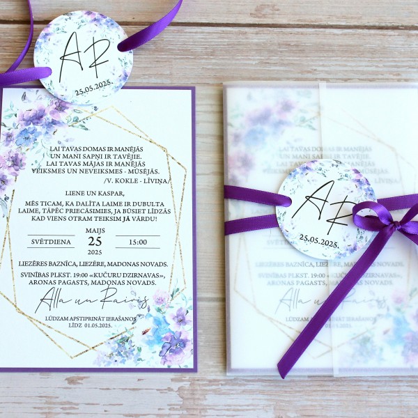 Kāzu ielūgumi FANCY 105x150 PURPLE WASHES