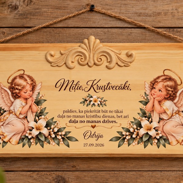 Personalizēts sienas dekors - dēlītis / dāvana krustvecākiem