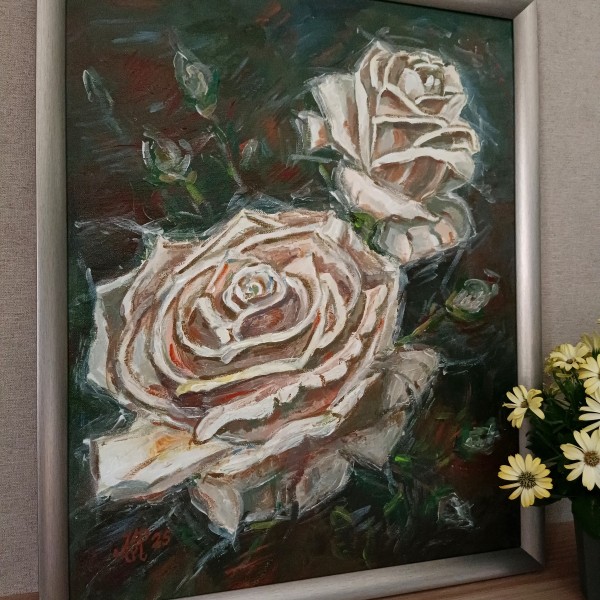 Glezna -Baltās rozes-