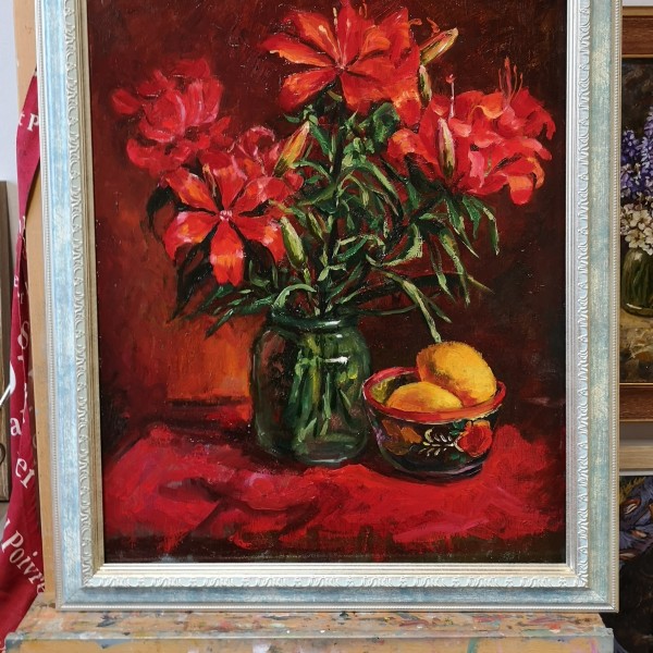 Klusā daba ar lilijãm