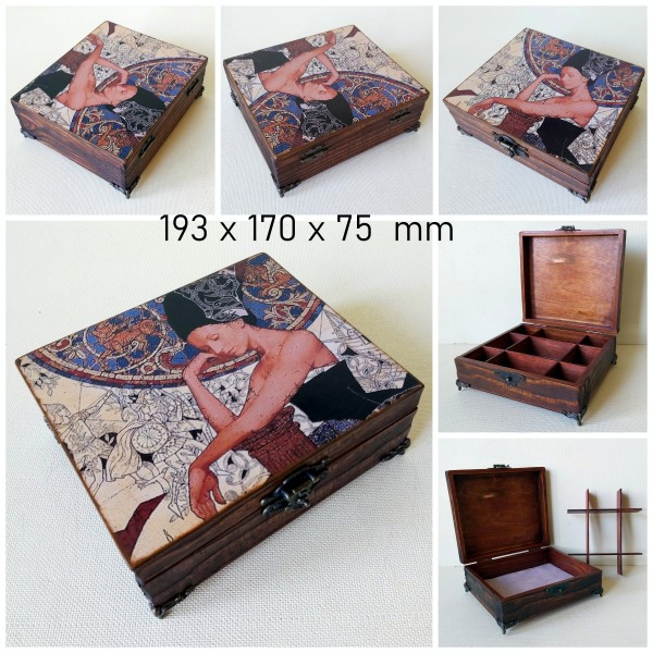 Koka lādīte (roku darbs).  Шкатулка