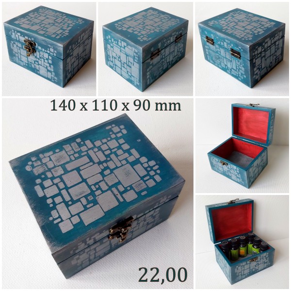 Kaste ēterisko eļļu uzglabāšanai standarta pudelītē (roku darbs).