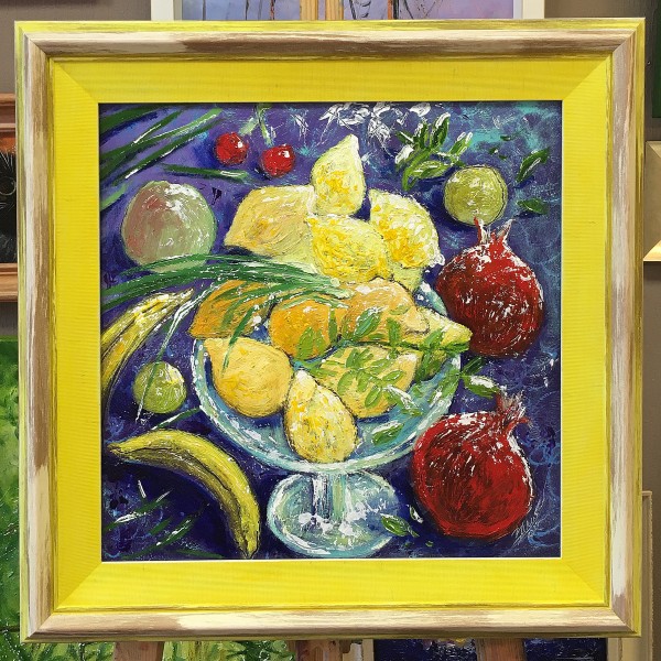 Klusā daba ar citroniem 40x40