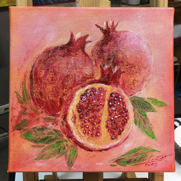 Klusā daba ar granātāboliem 26x26