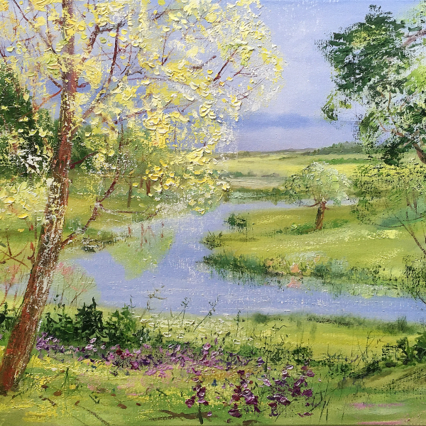 Fantāzija par Pavasari laukos un mežu kur putni dzied 61x100cm
