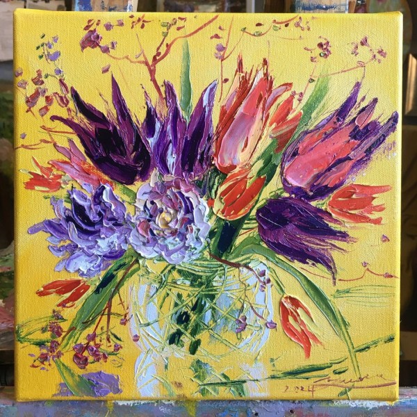 Minipavasaris 💝🎨✨ 26x26cm / eļļa, audekls
