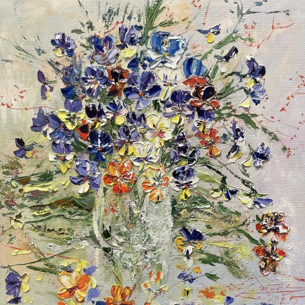 Atraitnītes 45.5x45.5 / eļļa, audekls,