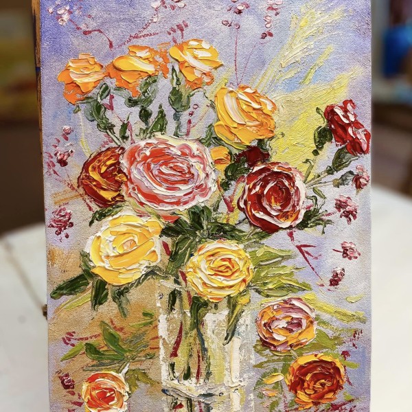 Rozes 💐 24x34cm eļļa audekls, kartons