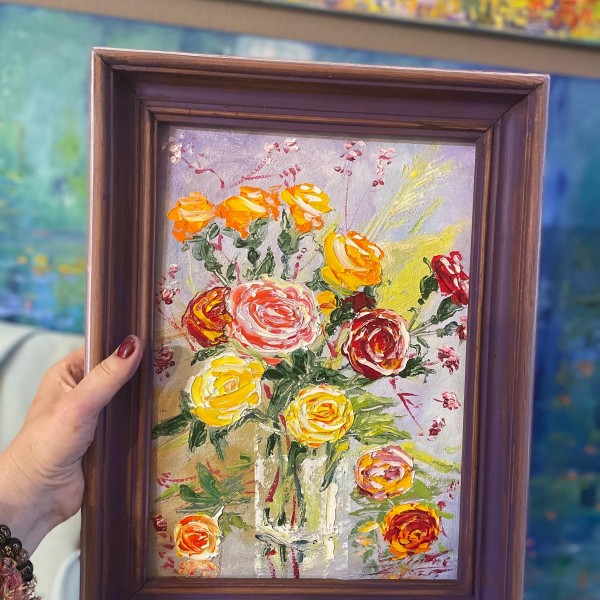 Rozes 💐 24x34cm eļļa audekls, kartons