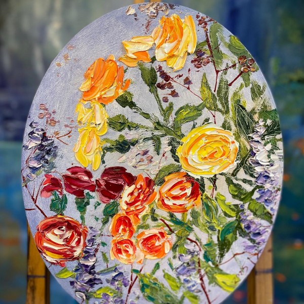 Rozes 💐 24x30, audekls eļla