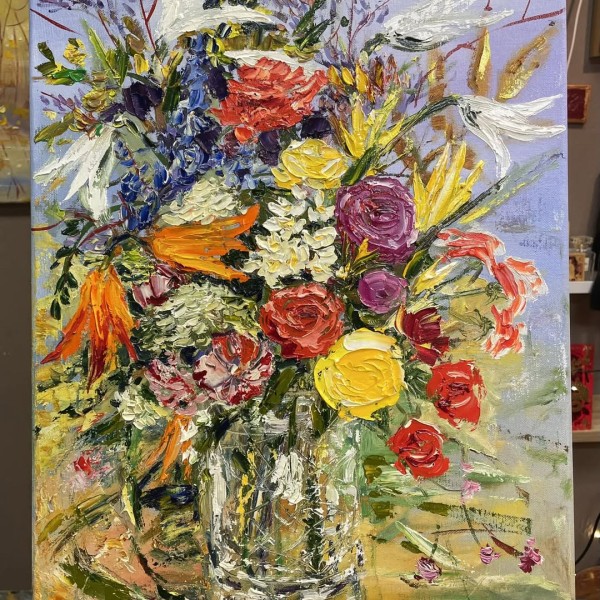 Vasarīgo ziedu kompozīcija / 60x40