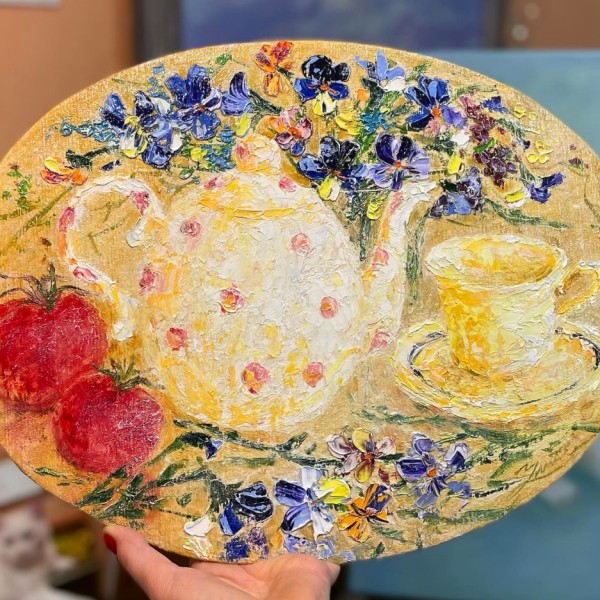 Maģiskā tējkanna  / eļļa, audekls, kartons