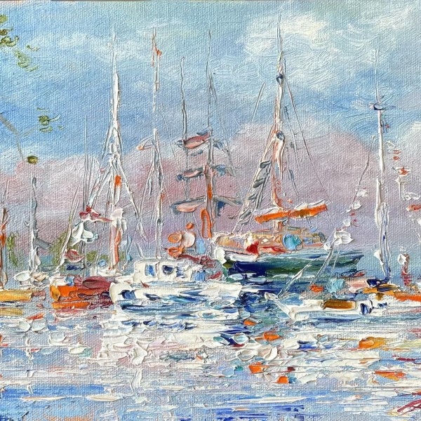 Piestātne, A4,  eļļa audekls ,kartons