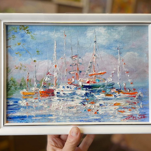 Piestātne, A4,  eļļa audekls ,kartons