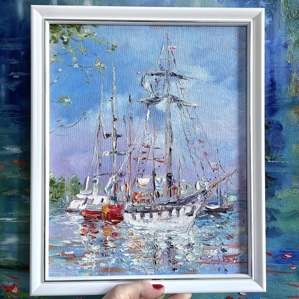 Piestātne, 35x28,  eļļa audekls ,kartons