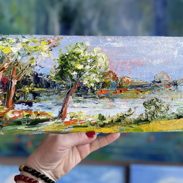 Visi tiecās pēc saules 💥eļļa, kartons. 16x35cm