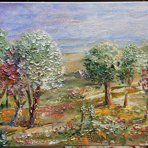 Ziedošie koki laukos 40x60