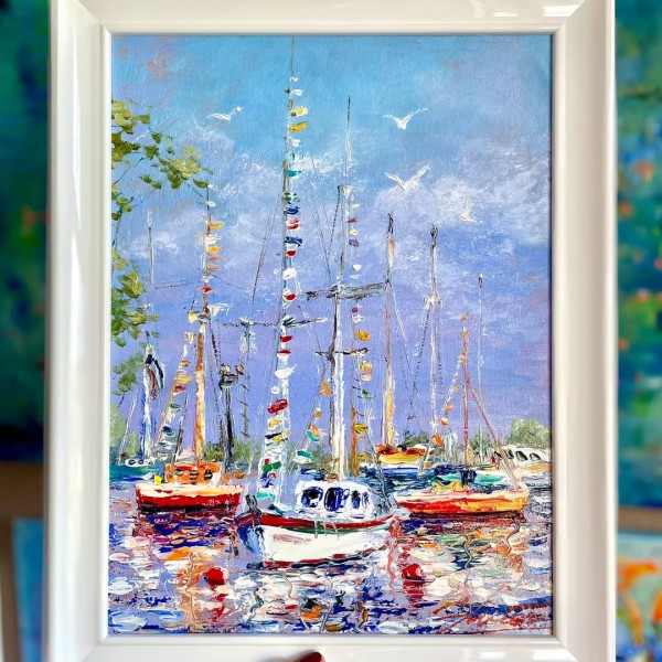 Kuģīši , kuterīši 💝✨🎉 41x30cm eļļa, 80eu🎉