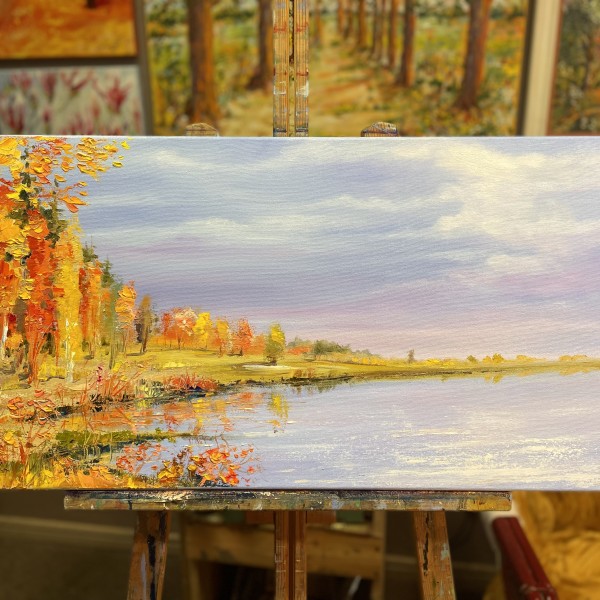Rudens un ezers. 40x84cm