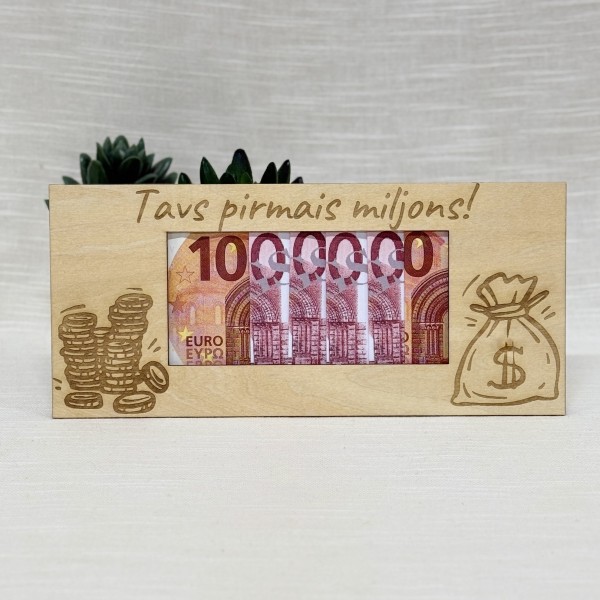 Tavs pirmais miljons – personalizējama koka dekorācija