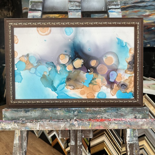 Abstrakta glezna ar spirta tintēm | Oriģināldarbs rāmī | Moderns interjera dekors