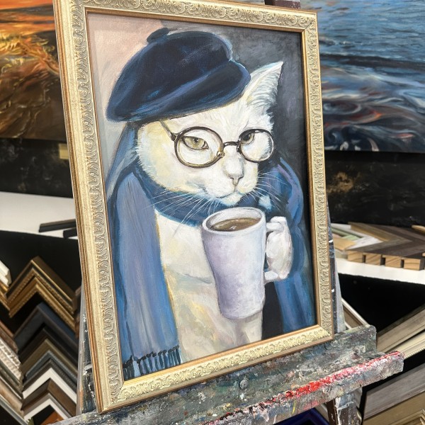 Glezna ar kaķi | Oriģināldarbs | Stilīgs un rakstura pilns dekors