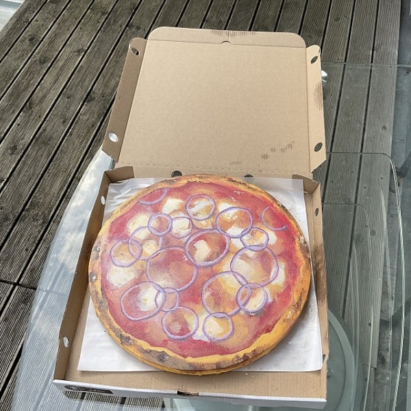 "Apūlijas pica", akrils/audekls, 30x30cm