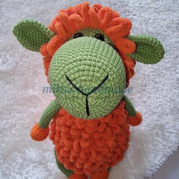 Tamborēta mīļmanta - aitiņa, oranžs/zaļš, 3+ g.v.