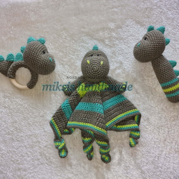 Mantiņu komplekts "Dinozauri", haki/mint/g.zaļš, 0+ mēn.
