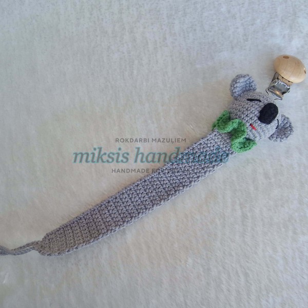 Knupja turētājs - koala, pelēks/balts/zaļš, 0+ mēn.