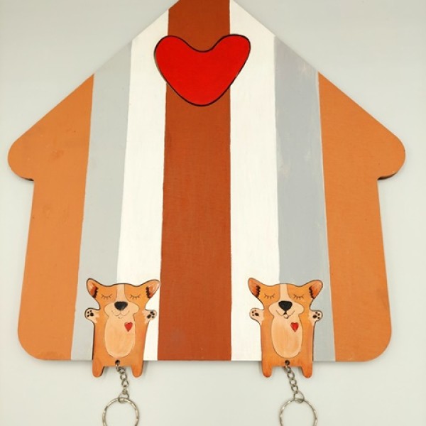 Koka atslēgu turētājs “Korgi” ar piekariņiem