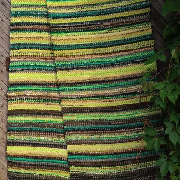 Garš austs grīdas celiņš 60cm x 420cm, silti zaļos pavasara dabas toņos