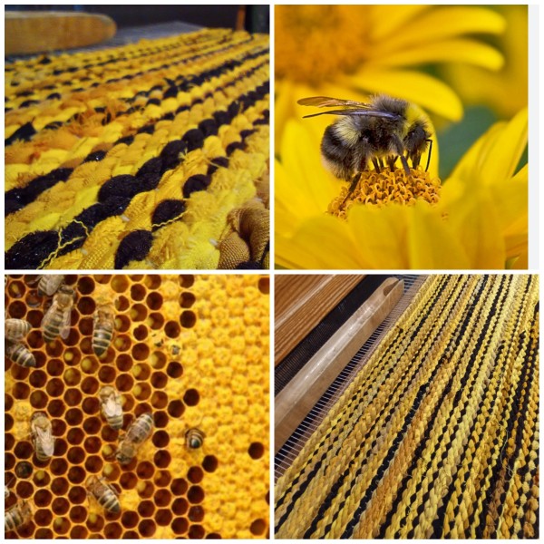 Austs grīdas celiņš - bites, kamenes un dzelteni ziedi  -80cm x 207cmcm