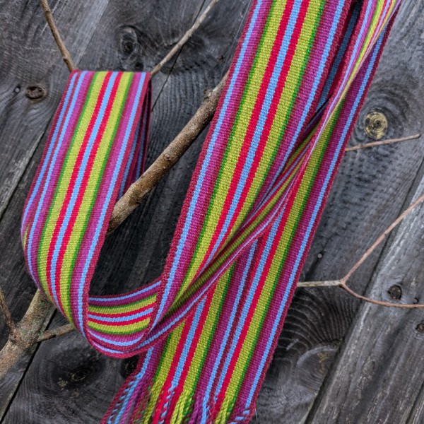 Ziemeļvidzemes Vīru tautiskā svītrotā  josta Rujiena Nr.1. izmēri 8.5 cm plata, 3m gara