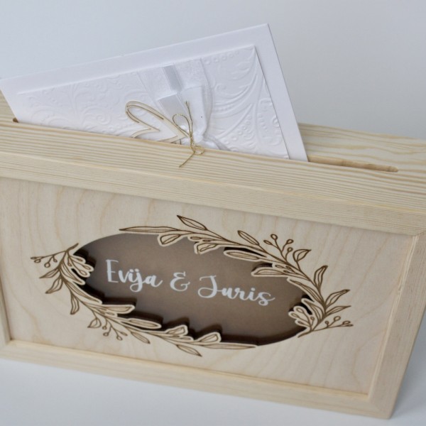 Kāzu davanu(aplokšņu) personalizēta koka kaste