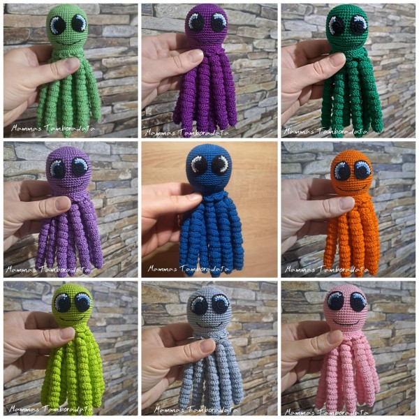 Tamborēts "Astoņkājis", grabulis, grabulītis mazulim, attīstošā rotaļlieta