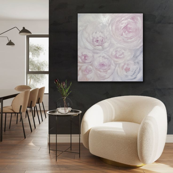 Eļļas glezna "Sniega rozes putenī"
