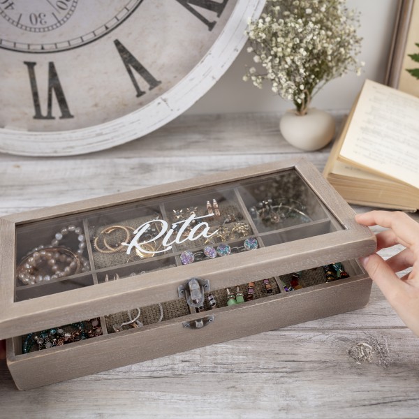 Personalizēta dārglietu kastīte, rotu kaste, rotu lāde, dāvana sievietei.