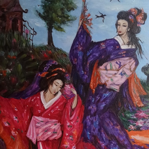 Eļļas glezna "Мāsas" 60x80cm