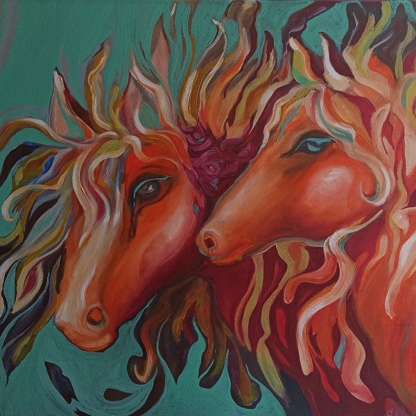 Eļļas glezna "Zirgi" 60x80cm