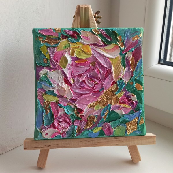 Eļļas glezna "Rozes" 15x15cm