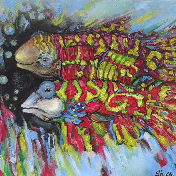Eļļas glezna "Zivis" 40x50cm