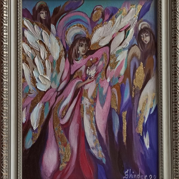 Eļļas glezna "Eņģeļi" 38x48cm