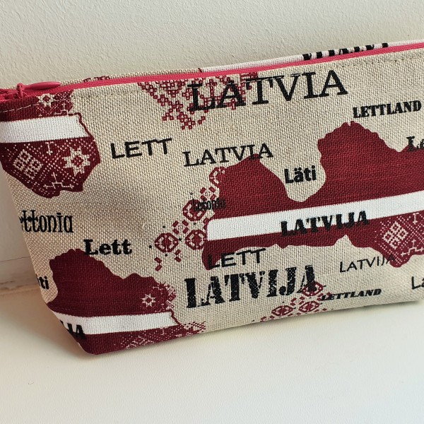 Lina auduma kosmētikas maciņš ''Latvija''