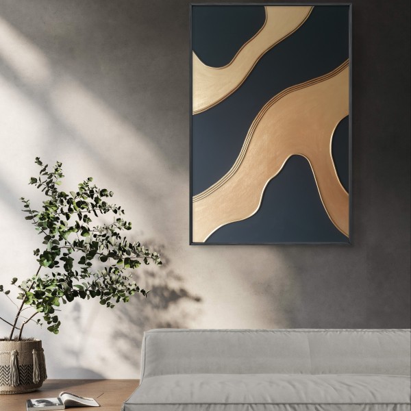 Stīlīga un grezna glezna "Flow Gold" 120 cm x 80 cm
