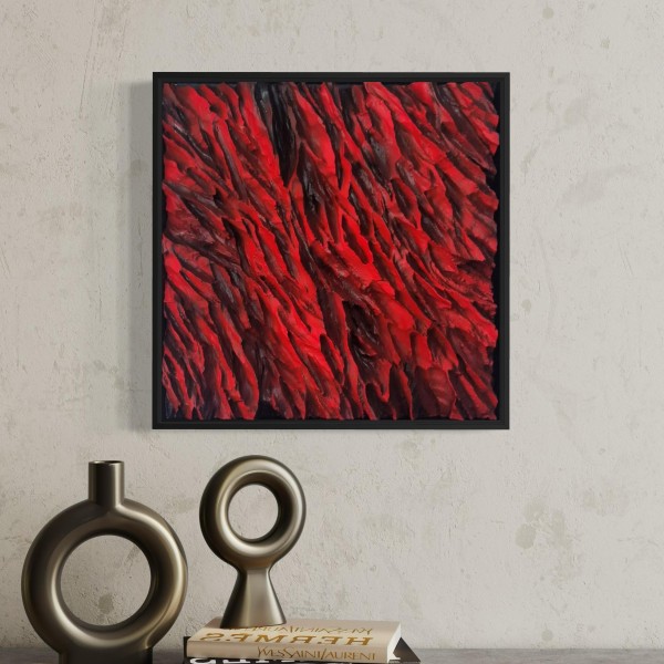 "Feelings in Red" 50 x 50 cm in wood frame