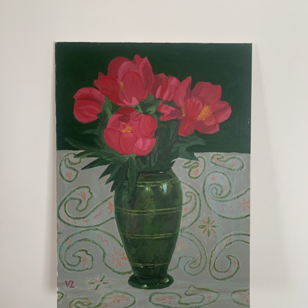 Peonijas vāzē 60x80 cm