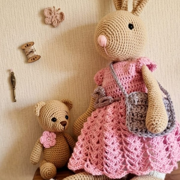 Burvīgs tamborēts zaķis – meitenīte