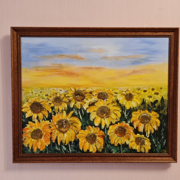 Glezna  40x50 ''Saulespuķes''.
